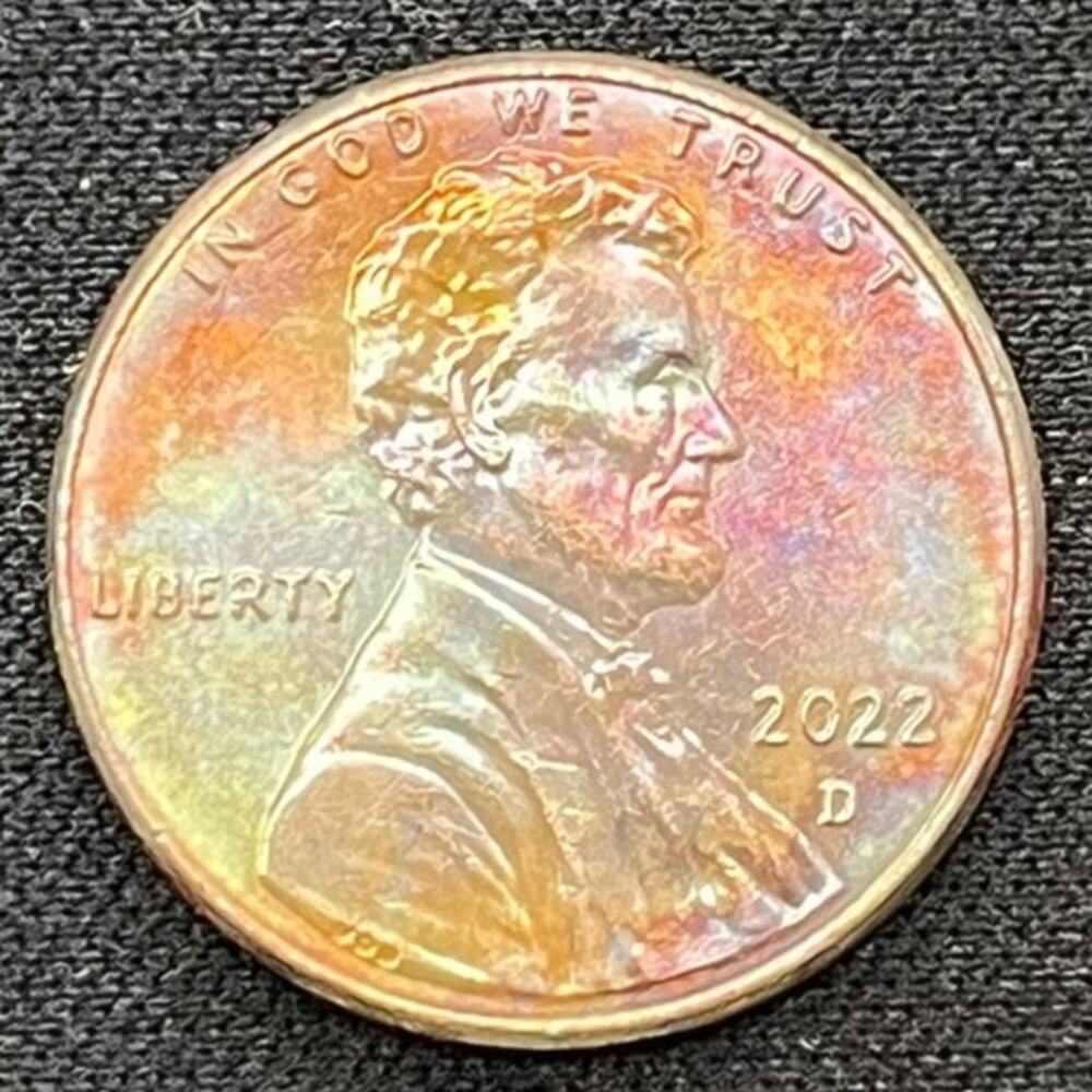 Lincoln One Cent 2022-D Synthesized Rainbow Toning Handmade Collection Coin #25